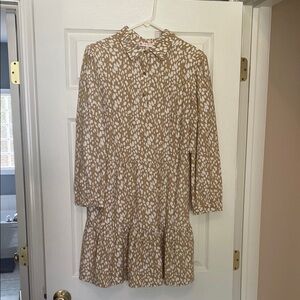 Tan and White Patterned Dress